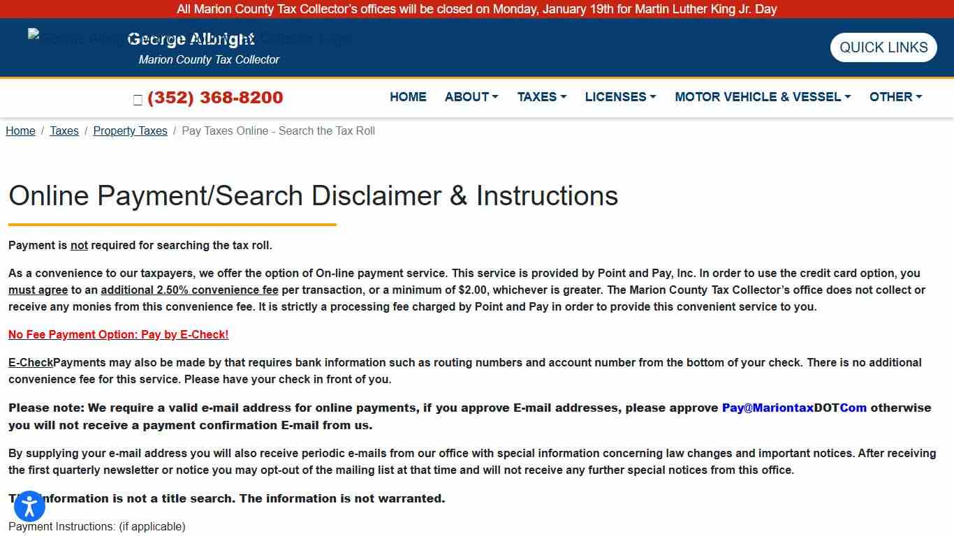 Pay Taxes Online - Search the Tax Roll Marion Tax Collector