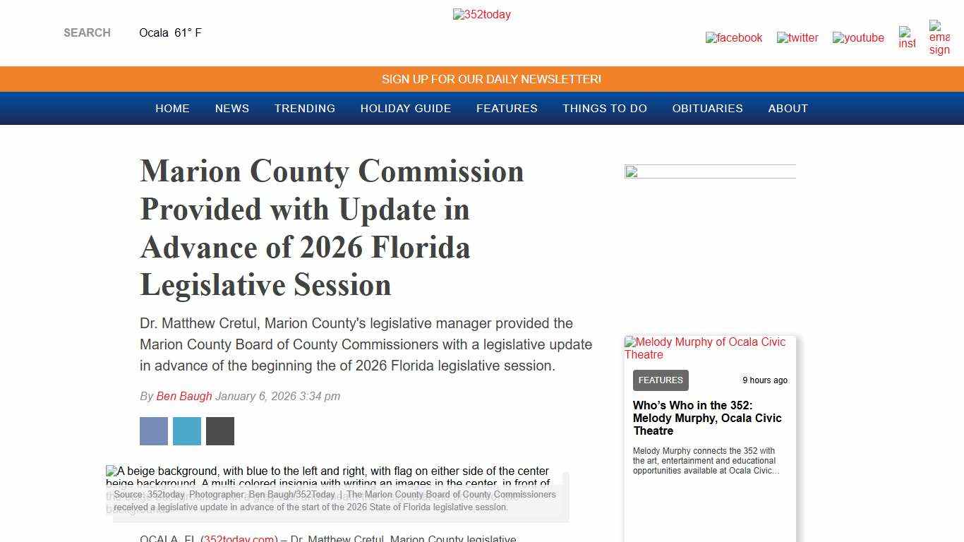 Marion County Commission Provided with Update in Advance of 2026 Florida Legislative Session - 352today